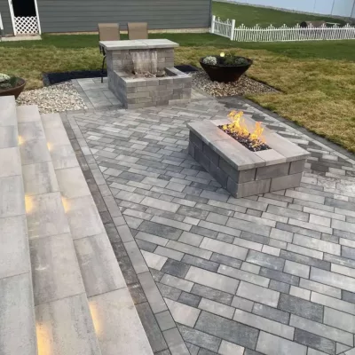 Hardscape Patio with Water Feature and Fire Pit